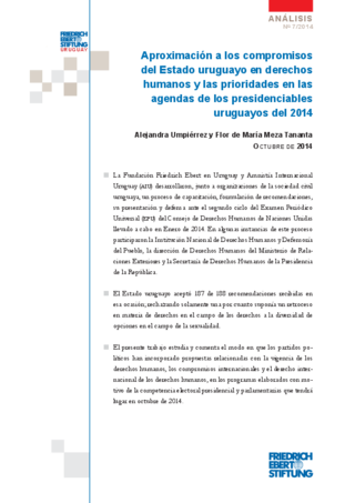 Aproximación a los compromisos del Estado uruguayo en derechos humanos y las prioridades en las agendas de los presidenciables uruguayos del 2014
